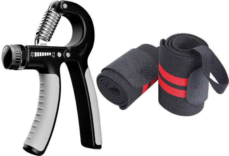 COOL INDIANS Sports & Fitness combo of Adjustable Hand Grip & Wrist Band Gym & Fitness Kit Hand Grip/Fitness Grip(Grey, Red)