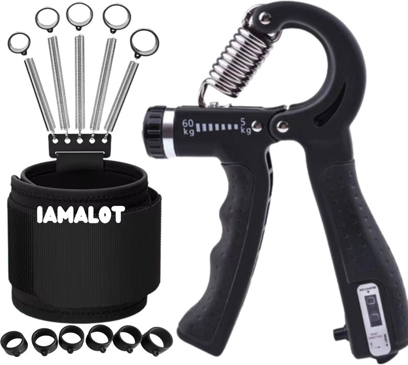 iamalot Fitness Combo (Pack of 3) Adjustable Counter Hand Grip With Finger Exercisers Fitness Accessory Kit Kit