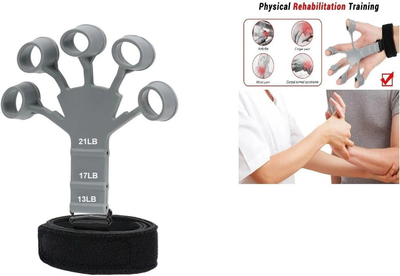 GJSHOP Grip Strength Trainer,Finger Strengthener,Extension Exerciser Gripper Hand Veins Hand Grip/Fitness Grip(Grey)