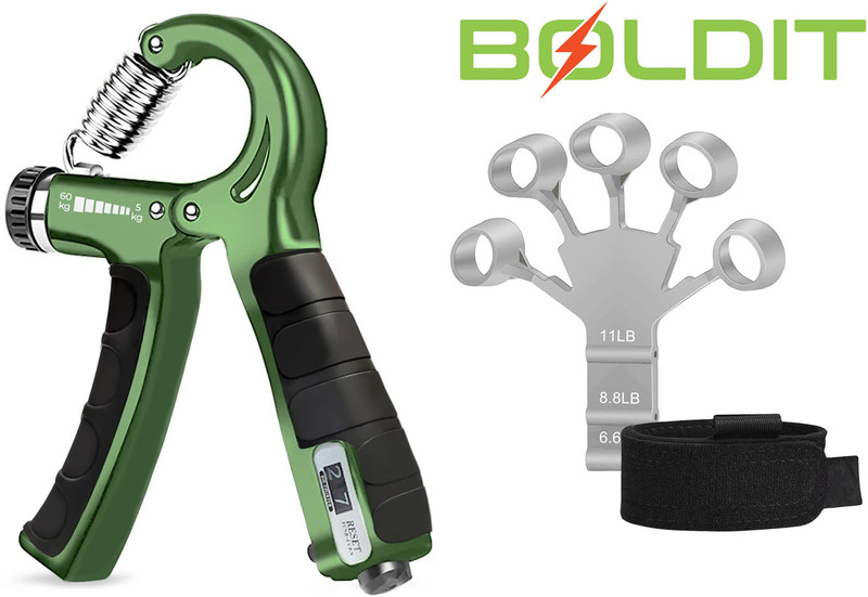 BOLDIT Combo of Counter Hand Grip and Finger Gripper for Muscle Build & Injury Recovery Hand Grip/Fitness Grip(Multicolor)