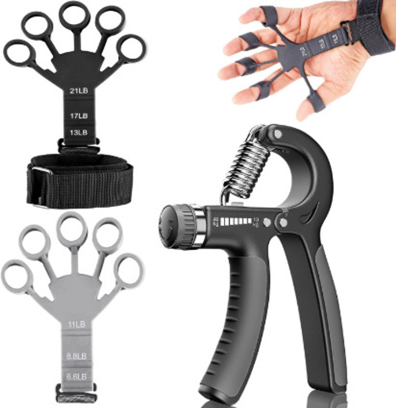 UKARUS Adjustable Hand & Finger Grip For Improving Strength & Flexibility-Combo Hand Grip/Fitness Grip(Multicolor)