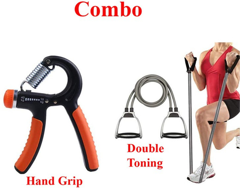 A G Enterprises Hand Grip + Double Toning Tube Heavy Quality Elastic Rubber for Exercise Hand Grip/Fitness Grip