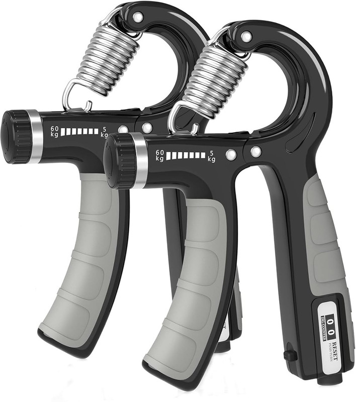 Fitmeasy Adjustable Hand Grip Strengthener with Counter | Forearm & Finger Exerciser Hand Grip/Fitness Grip(Black)