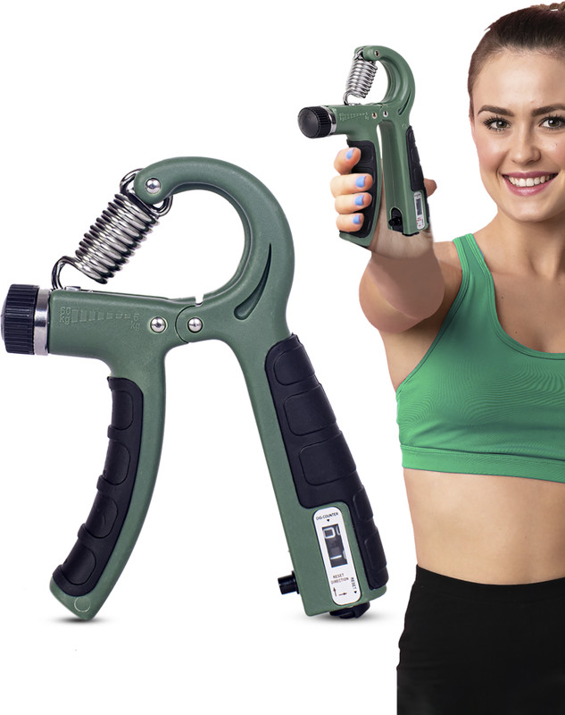 Athmonk Hand Grip Strengthener Gripper Rep Counter Fingers Exercise Workout 60kg Hand Grip/Fitness Grip(Green)