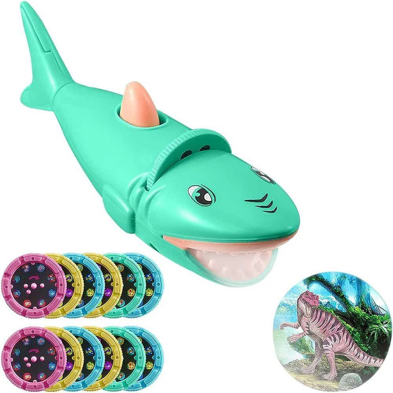 Dherik Tradworld Shark Projector Flashlight Torch with 4 Random Slides Education Learning Night Flambe Torch