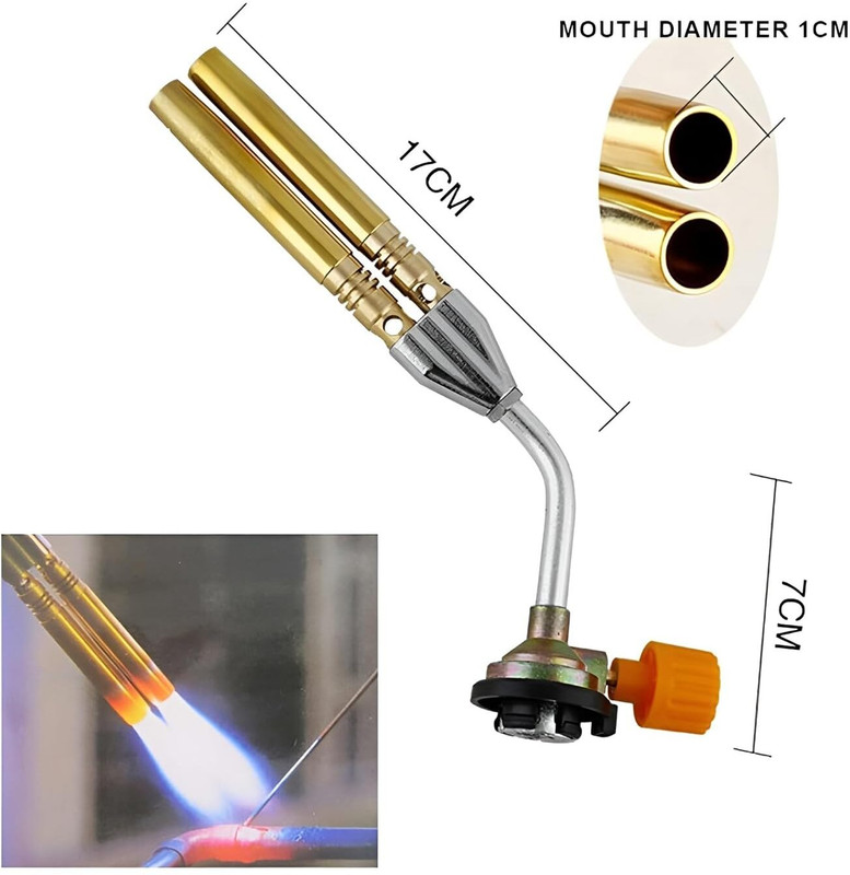 2fortheroad 80068 Butane Gas Manual 360 degree Double Twin Brass Nozzle Burner Blow Torch Flambe Torch