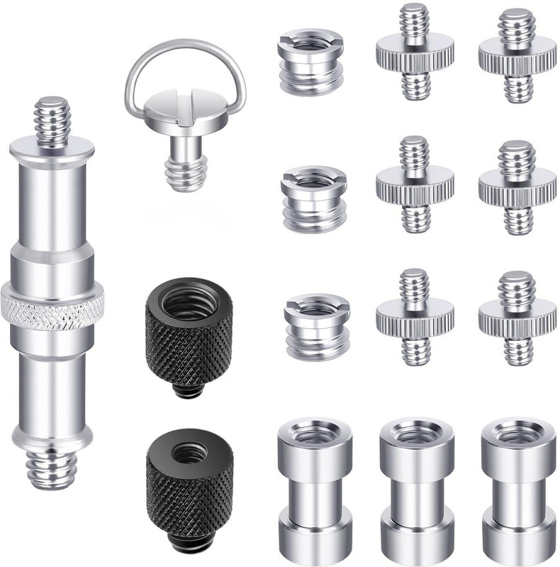 MILLETS Camera Screw Kit, 16 Pieces Tripod Screw Adapter Converter Spigot Screw Mount Flash Shoe Adapter