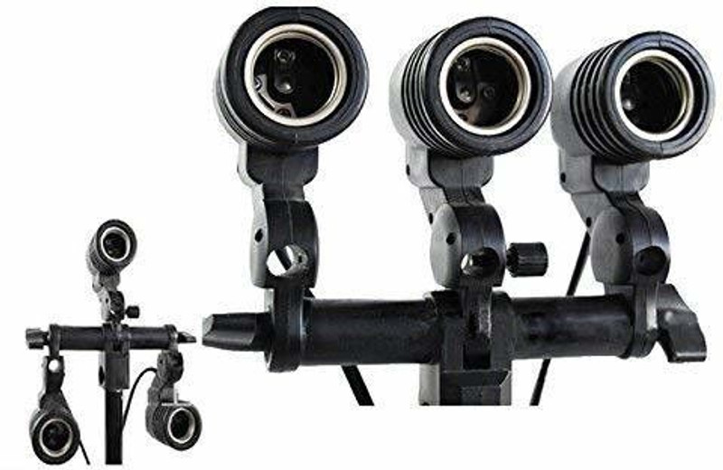 MILLETS Photography Studio Swivel 3 Lamp Bulb Holder E27 Socket Flash Swivel Adapter Flash Shoe Adapter