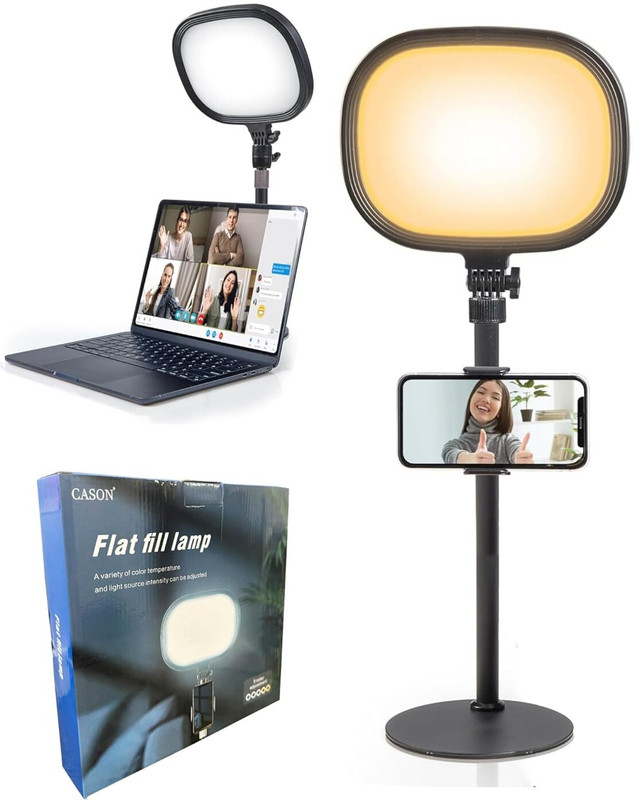 CASON Slab Key Light for Video Shooting YouTube, Tripod Stand with Light Five Colors Flash(Black)