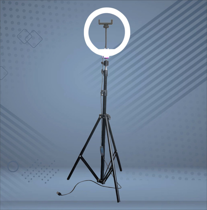 SHINEON 10 “ Big Selfie LED Ring Light & 7ft Tripod Stand live video Stream Phone Holder Flash(White)