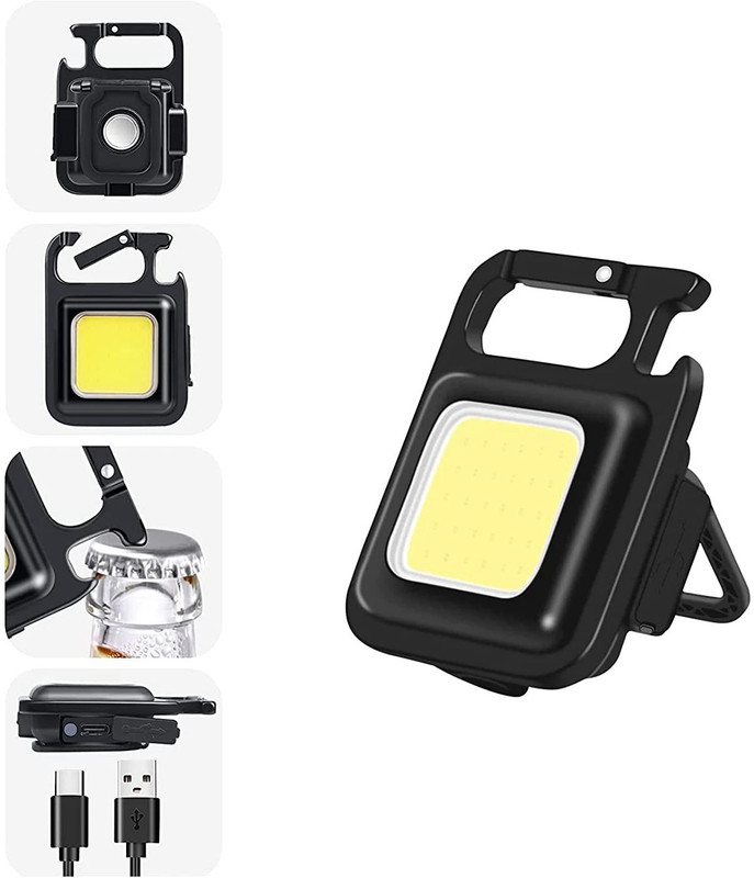 Point Zero Multifunction_Keychain Led Light with Bottle Opener LED Front Light Flash(Black)