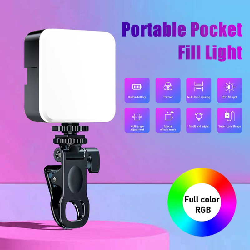 Worricow RGB LED – 5W Portable Full Color Video Light with 360°, 7 Modes,Battery,Type-C Flash(Black)
