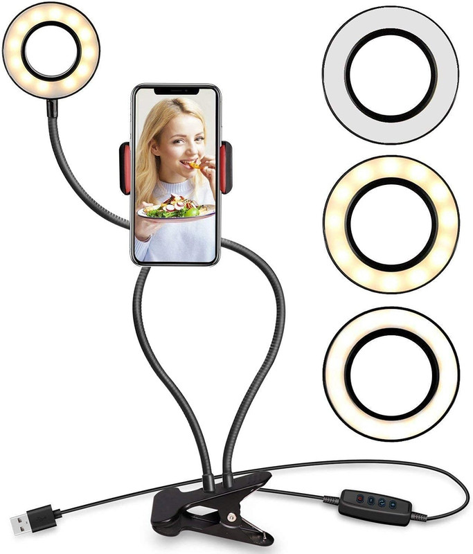 HIFY Professional Selfie Ring Light and Cell Phone Holder Stand for Live Stream Video Ring Flash(Black)