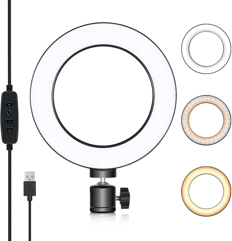 NAFA 10" (26 CM) LED Ring Light with 3 Color Modes Compatible with Phones & Cameras - Ring Flash(Black, White)
