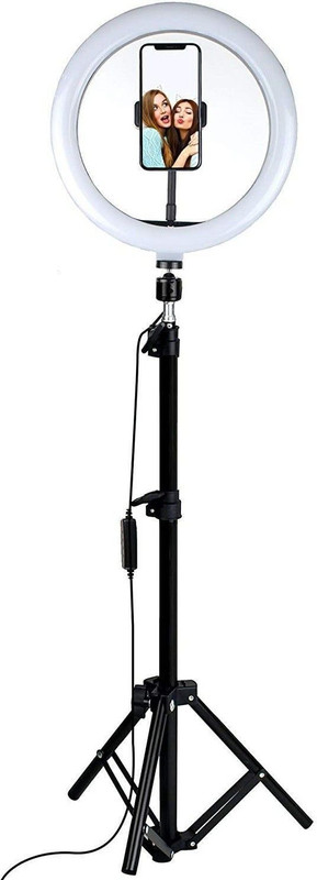 JAMMY ZONES Big Selfie Ring Light 10" with 7ft Tripod Stand for video,Reels Studio J100 Ring Flash(Black)