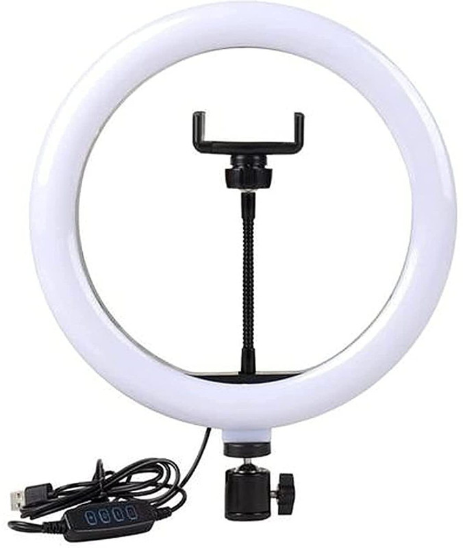 RECTITUDE 10 Inch LED Ring Light with 3 Level Brightness Dimmable Lighting for Photo Shoot Ring Flash(White)