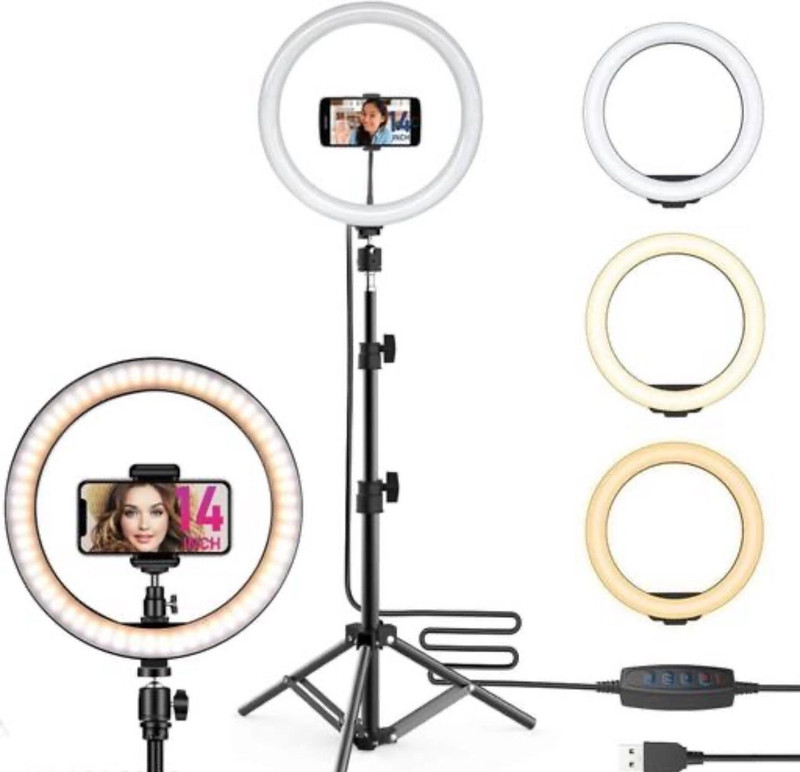 ARS Shine 10 Ring Light Without Stand, Adjustable LED for Selfie & Video Ring Flash(White)