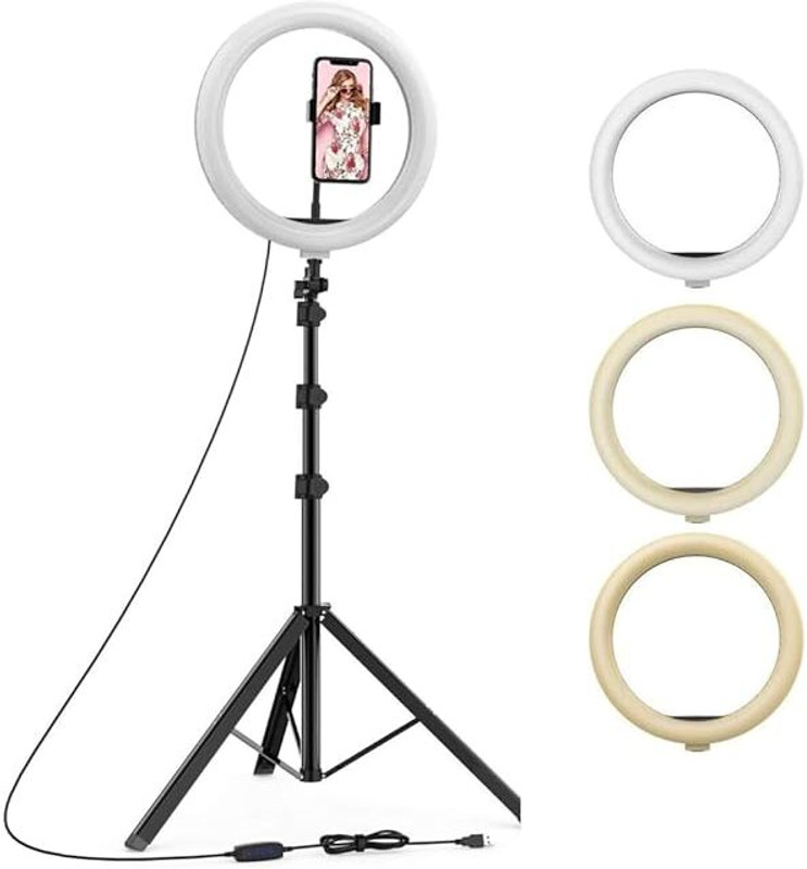 VIJYONICS Camera stand 7Ft with Ring Flash light holder for Making video Ring Flash(Black)