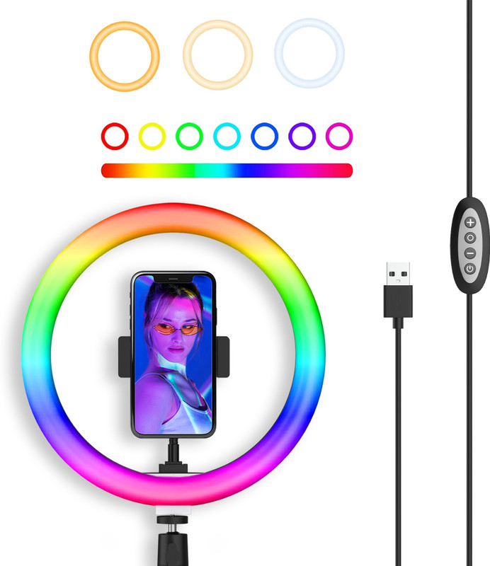 Tygot 10 Inch LED RGB Ring Light Ring Flash (Multicolor)
