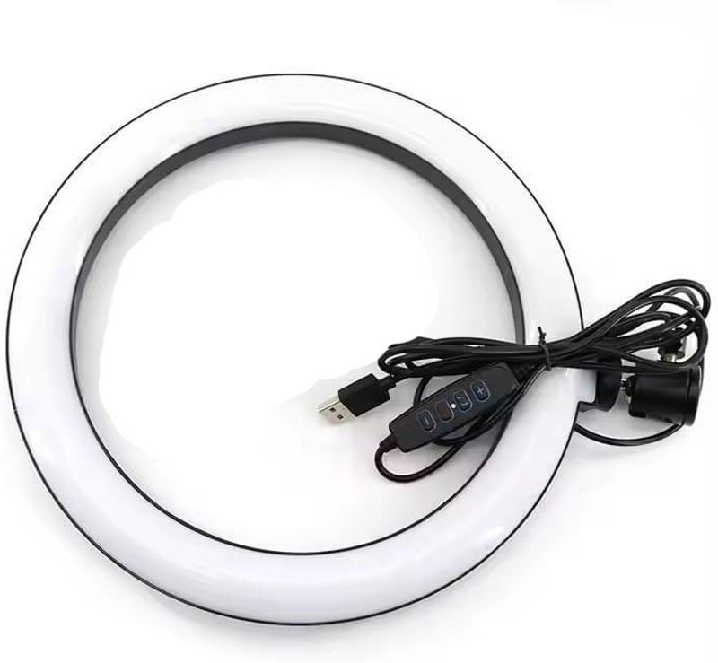 POZUB Big LED Studio Selfie Ring Light Video Light, 10" inch Photoshoot camera Light Ring Flash(Black, White)