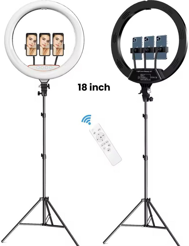 OneXsale Professional 18" LED Ring Light for Perfect Lighting Ideal for youtube Creators Ring Flash(White)