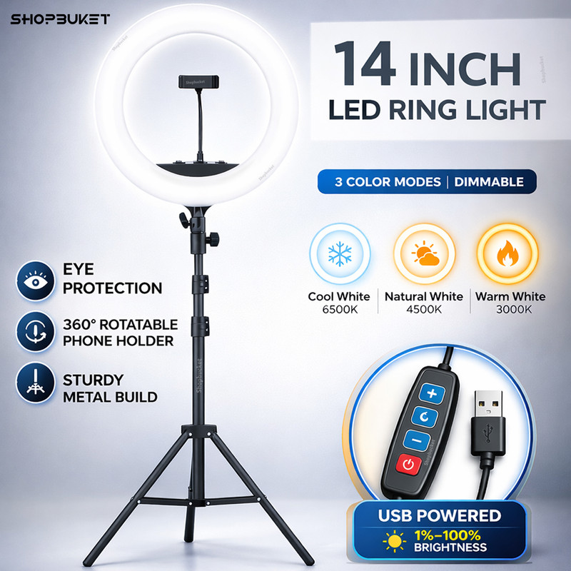 shopbucket 12 Inch LED Ring Light with 7 Ft Stand 3 Mode for Reels Video Ring Flash(White)
