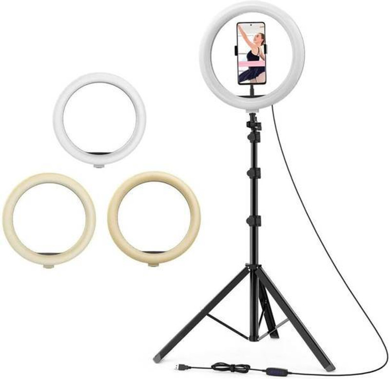 VIJYONICS 10 inch LED Selfie Ring Light with Mobile Holder Ring Flash(Black)