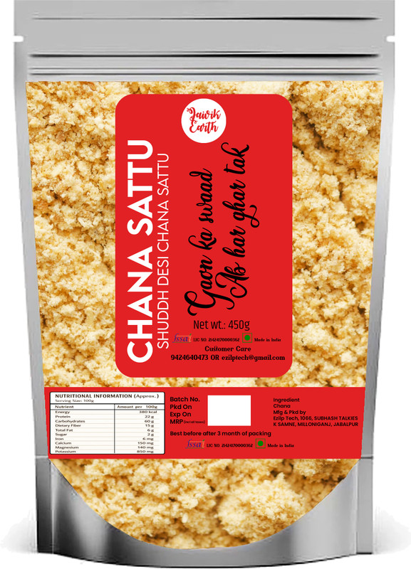 jaivikearth Roasted Chana Sattu Powder | High Protein Natural Energy Drink Mix(450 g)