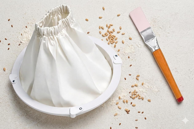 HONEYBEESALES Fc Flour Mill Accessories Kit – Sifter Ring, Cotton Filter Bag & Cleaning Brush 3comb Flourmill