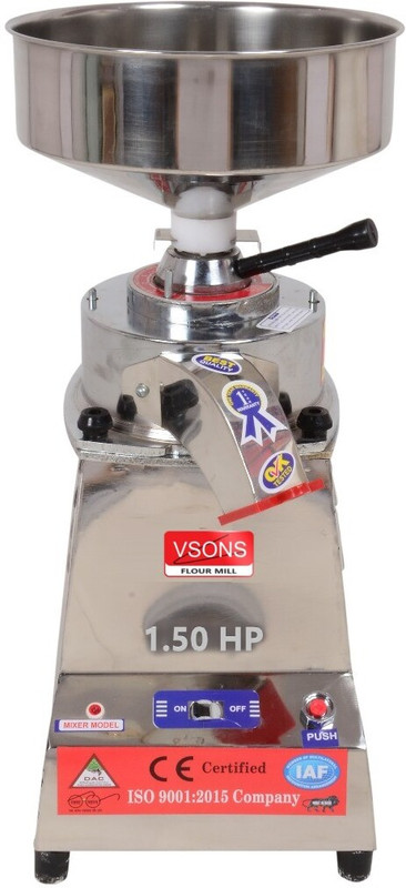 Vsons 1.50HP Table Top Chakki, Mini atta chakki with free cover and accessories, small Flourmill