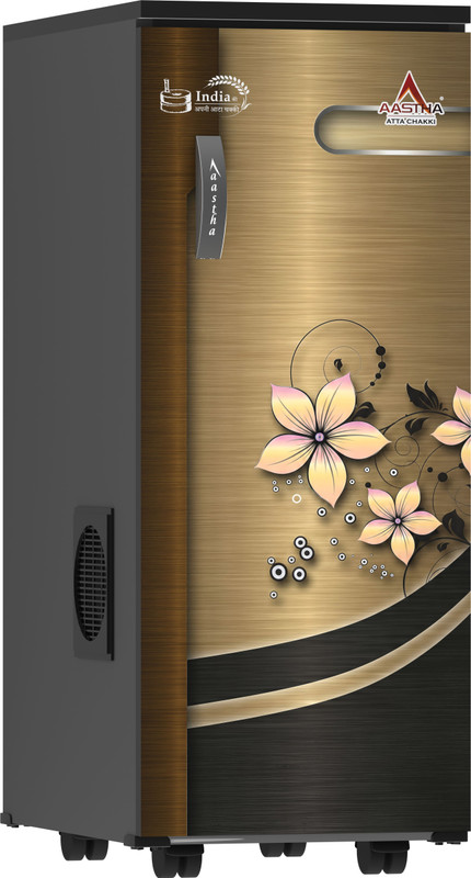 Aastha Atta Chakki Fully Automatic (2-in-1) Atta Maker, Domestic Aata Chakki Golden Shade Whitish Flower Flourmill