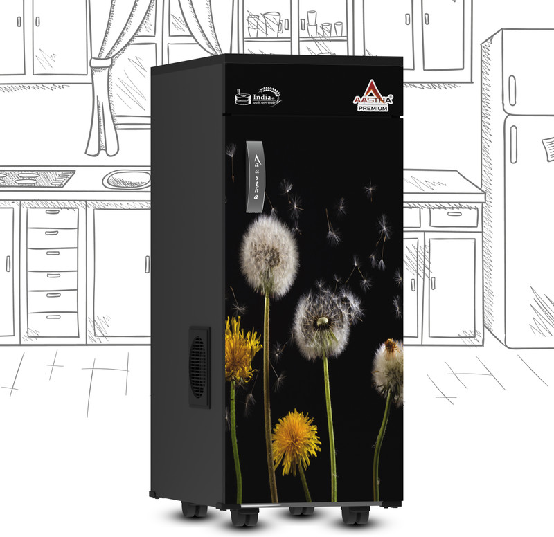 Aastha Premium Fully Automatic Atta Chakki, Flour Mill, Ghar Ghanti, Aata Maker Machine Black Door with Yellow and White Flowers Flourmill