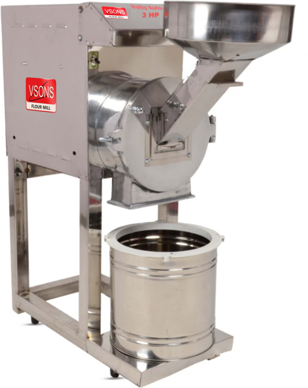 Vsons 3HP 2IN1 Pulverizer, Heavey Duty Chakki For Grains&Masala, Stainless-Steel Flourmill