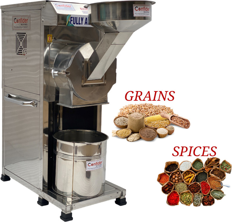 Confider Mini Pulverizer Machine 3 HP| 2in1 Pulverizer For Grains & Spices | With Accessories | Strong Beater & Cutter | Single Phase | Mini Pulveriser Flourmill