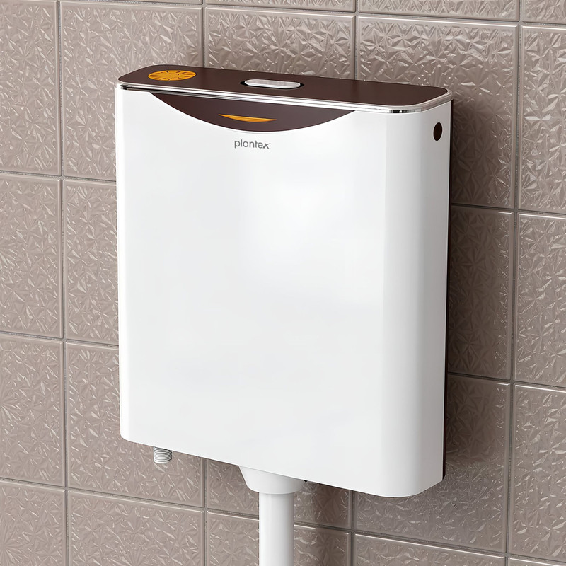 Plantex Single Flushing Cistern for Bathroom/Flush Tank for Toilet/Toilet Flush Tank Dual Flush Tank(Brown, White 10 L)