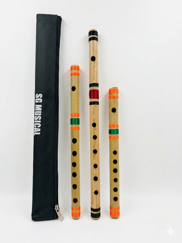 LS Manufacturer Indian A+B+G scale Bamboo basuri flute original WITH BAG Bamboo Flute(40 cm)