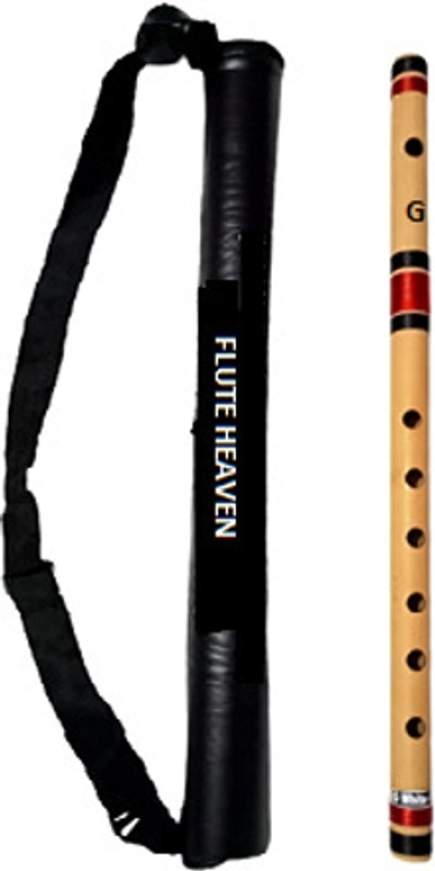HEAVEN Flute G Scale Middle Size 17 inch Red & Black Threading For Beginners Bamboo Flute(45 cm)