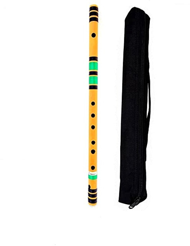 MAHADEV Professional Right Handed A# Natural Tuned with Flute Bag Bamboo Flute(40 cm)