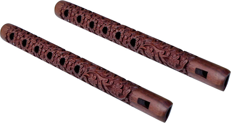 MANSHAMART SET OF 02 Flute Basuri wooden Indian Musical Instrument Home Decorative Woodwind Wooden Flute(33.2 cm)