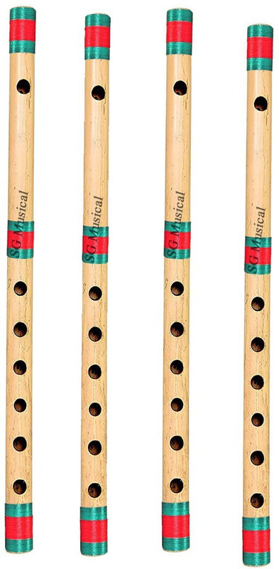 SG MUSICAL Flute basuri Combo Set Of 4 Bamboo Pipe A,B,C AND G Bamboo Flute(42 cm)