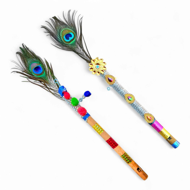 Vrindmart Decorative Flutes for Home and office Gifts beautiful wooden pair of 2 Wooden Flute(35 cm)