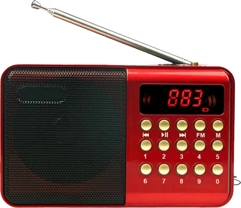 fire turtle FM Radio Bluetooth Speaker - 8 Hrs Playtime (Headphone Jack, SD Card, USB Input) FM Radio(Red)