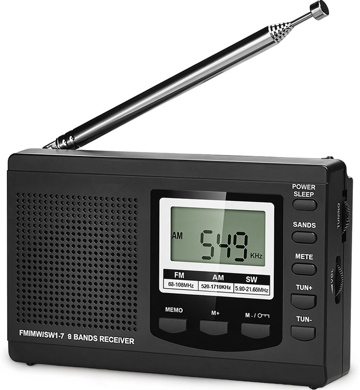 Zorbes Portable Outdoor Camping FM MW SW Transistor Radio LCD Music Player with Lanyard FM Radio(Black)