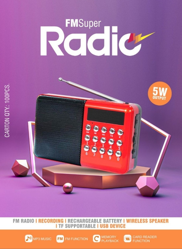 otoobest Red Retro style Radio with FM band, Bluetooth/USB/SD Card, FM Radio FM Radio(Red)
