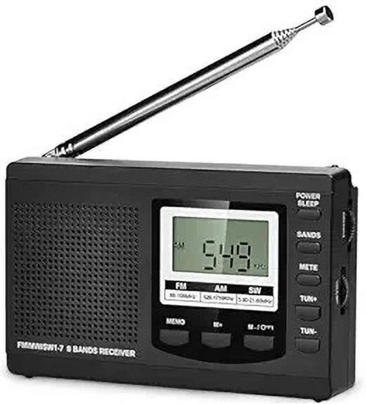 ZITRONIX Portable Radio FM MW SW Music Player LCD Outdoor Walkman Speaker 3 Band FM Radio(Black)