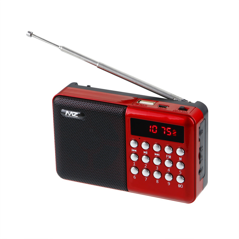 MZ M30VP(SUPER FM RADIO) With Bluetooth/USB/Aux/TFT Card 1200mAh Battery FM Radio(Red)
