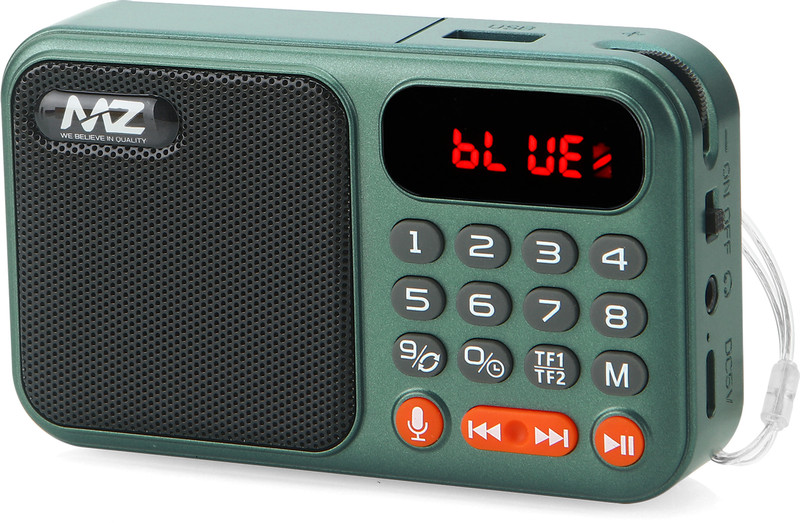 MZ M7 REC (SUPER FM RADIO) with Bluetooth/Recording//USB/Aux/TF Card 5W & 1200mAh FM Radio(Green)