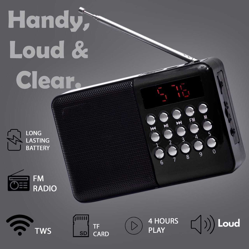 Coracao Pocket Blast Bluetooth Speaker | FM, USB/SD Card, AUX Radio FM Radio(Blue)
