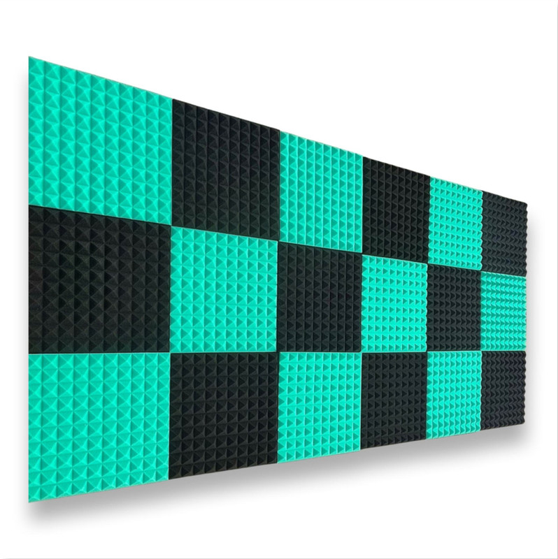 YGM Acoustic Foams Foam Pyramid Wall(18 Panels Green, Black)