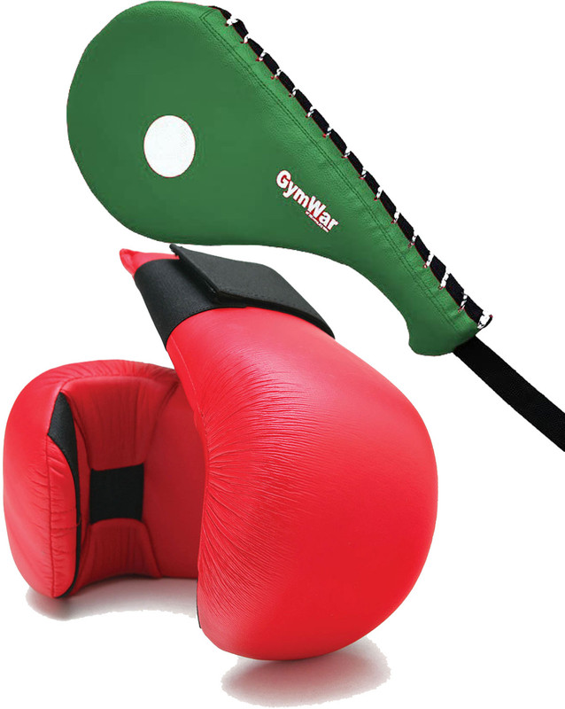 GymWar Combo of Karate Kickboxing Training Pad and Martial Art Gloves Kicking Shield(Red)